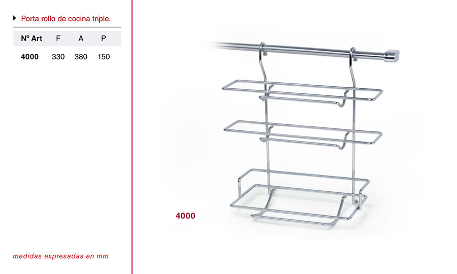 Porta rollo de cocina triple